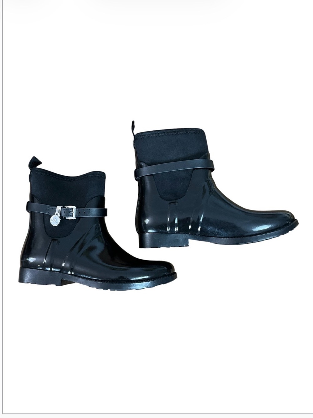 MICHAEL Michael Kors Charm Stretch Ankle Rain Boots EUC Black Size 7